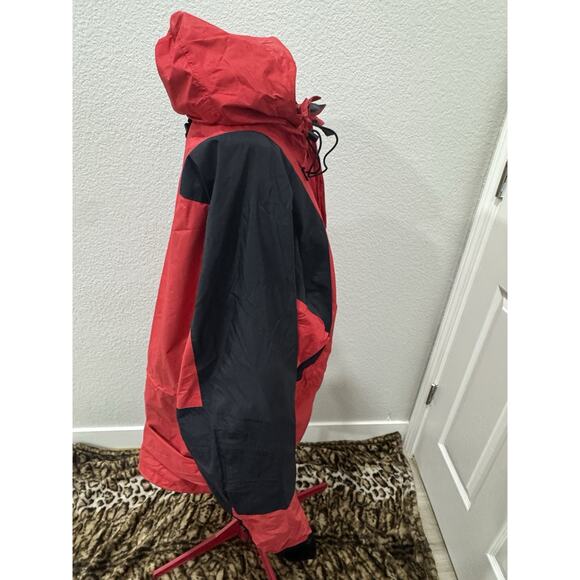 Red Black Rain Jacket Hooded Outdoor Coat Activewear - Picture 3 of 8
